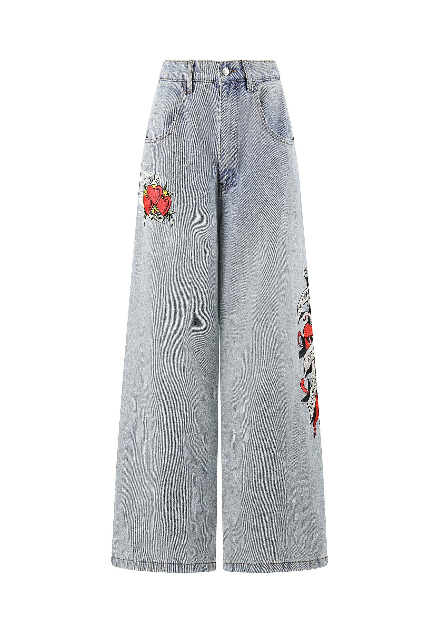 Womens Death Before Dishonour Xtra Oversized Denim Trousers Jeans - Blue - Image 9