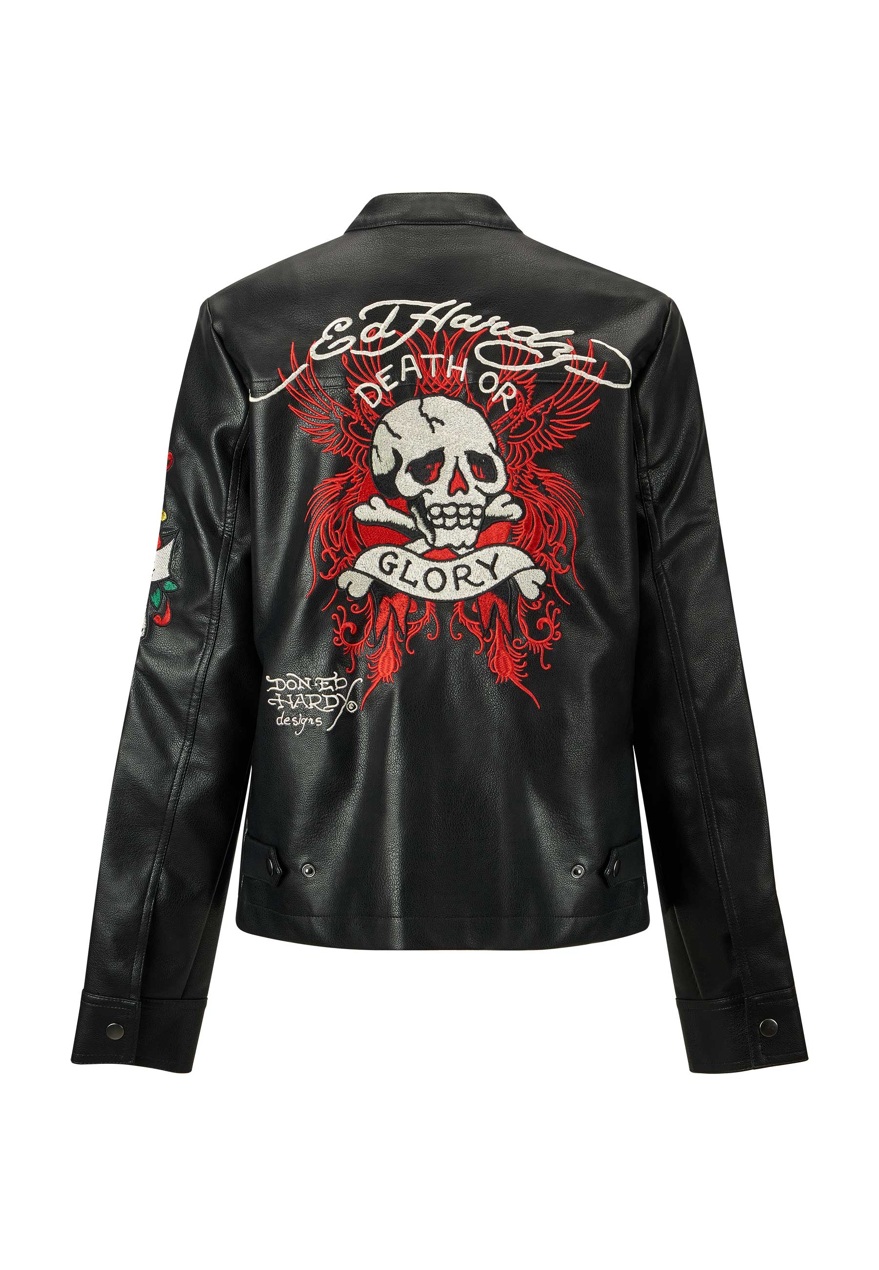 Womens Death Or Glory Vegan Leather Biker Jacket - Black - Image 7