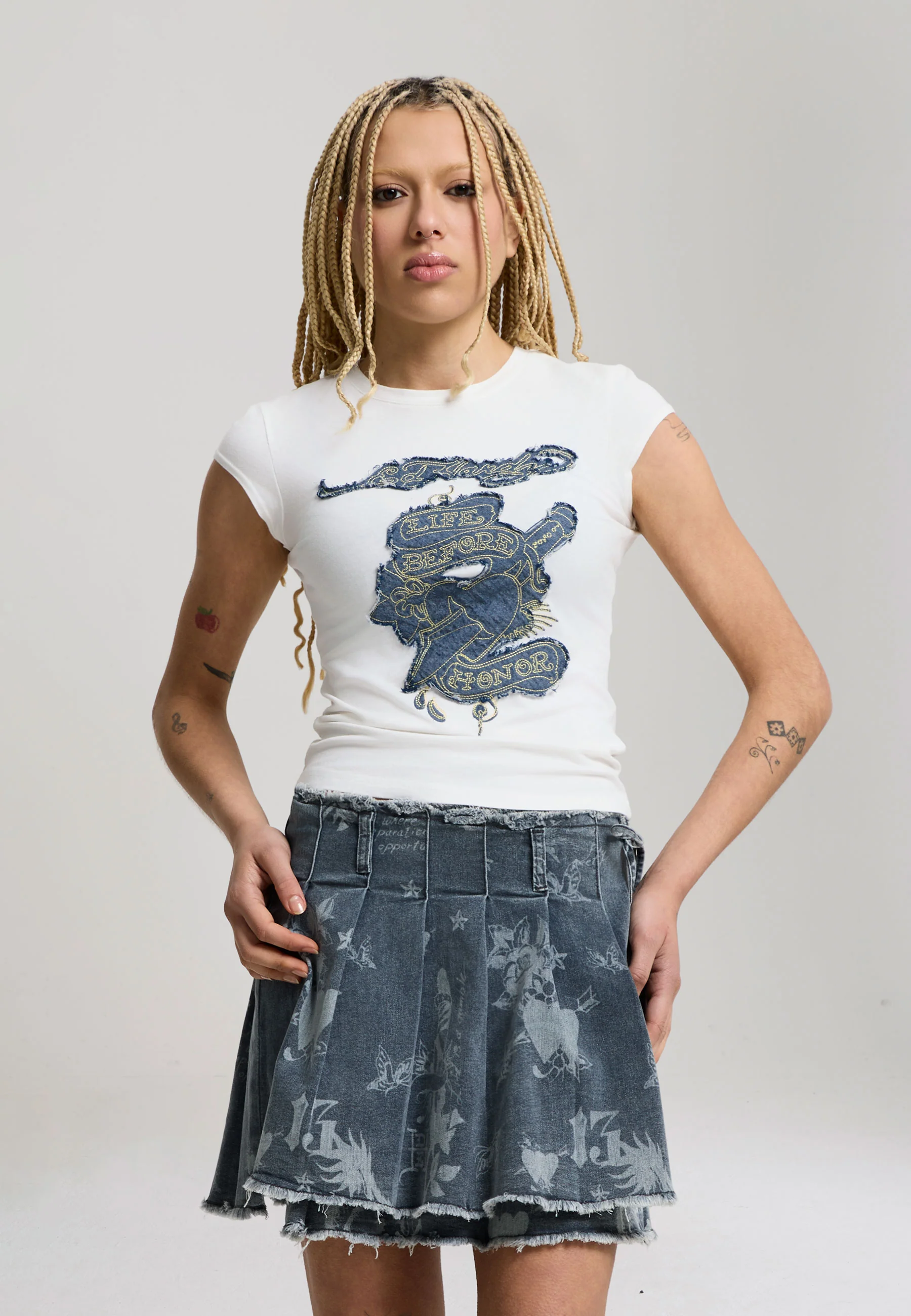 Womens Edh Love Print Skirt - Blue - Image 6