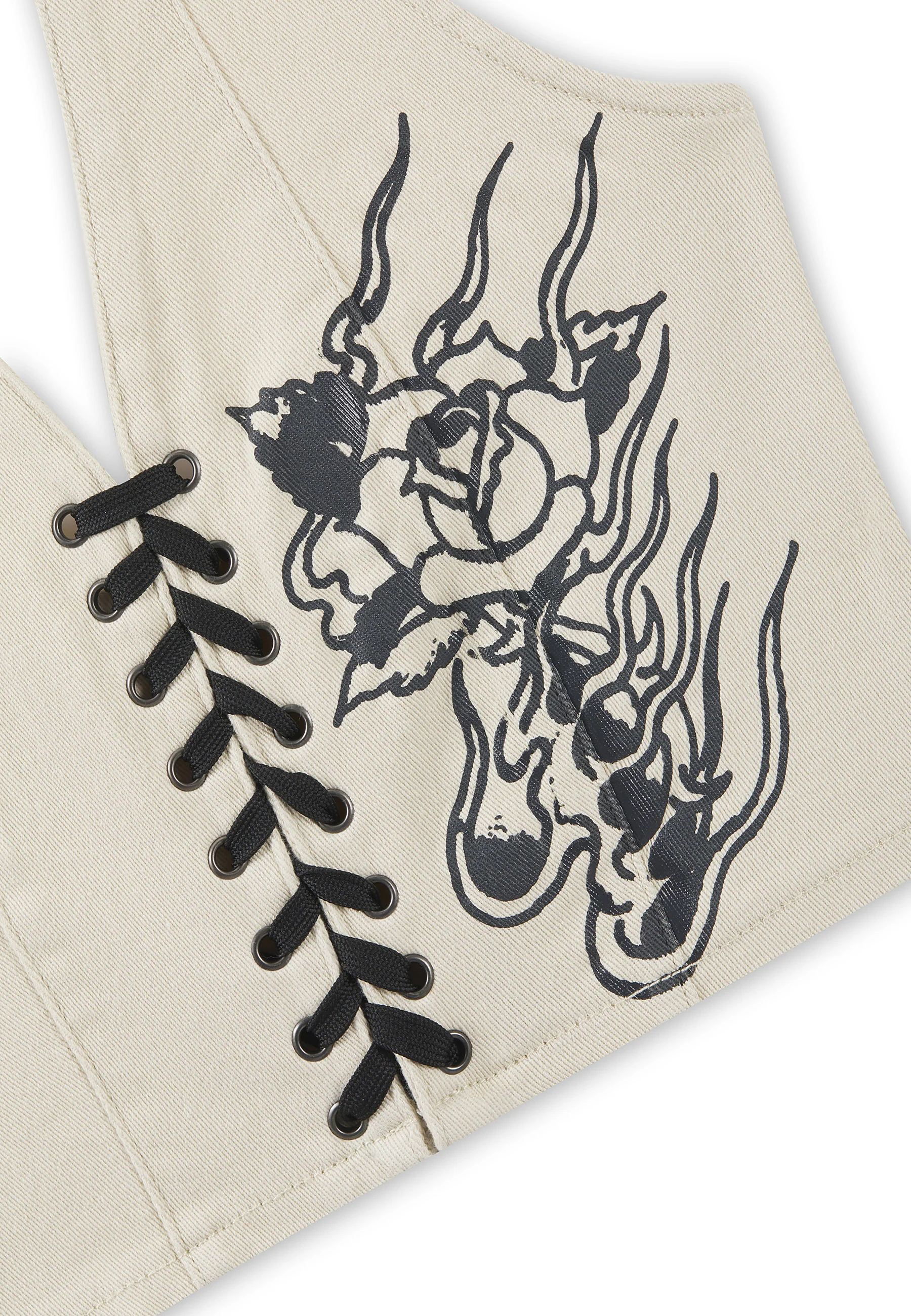 Womens Flaming Rose Braided Denim Corset - Ecru - Image 8