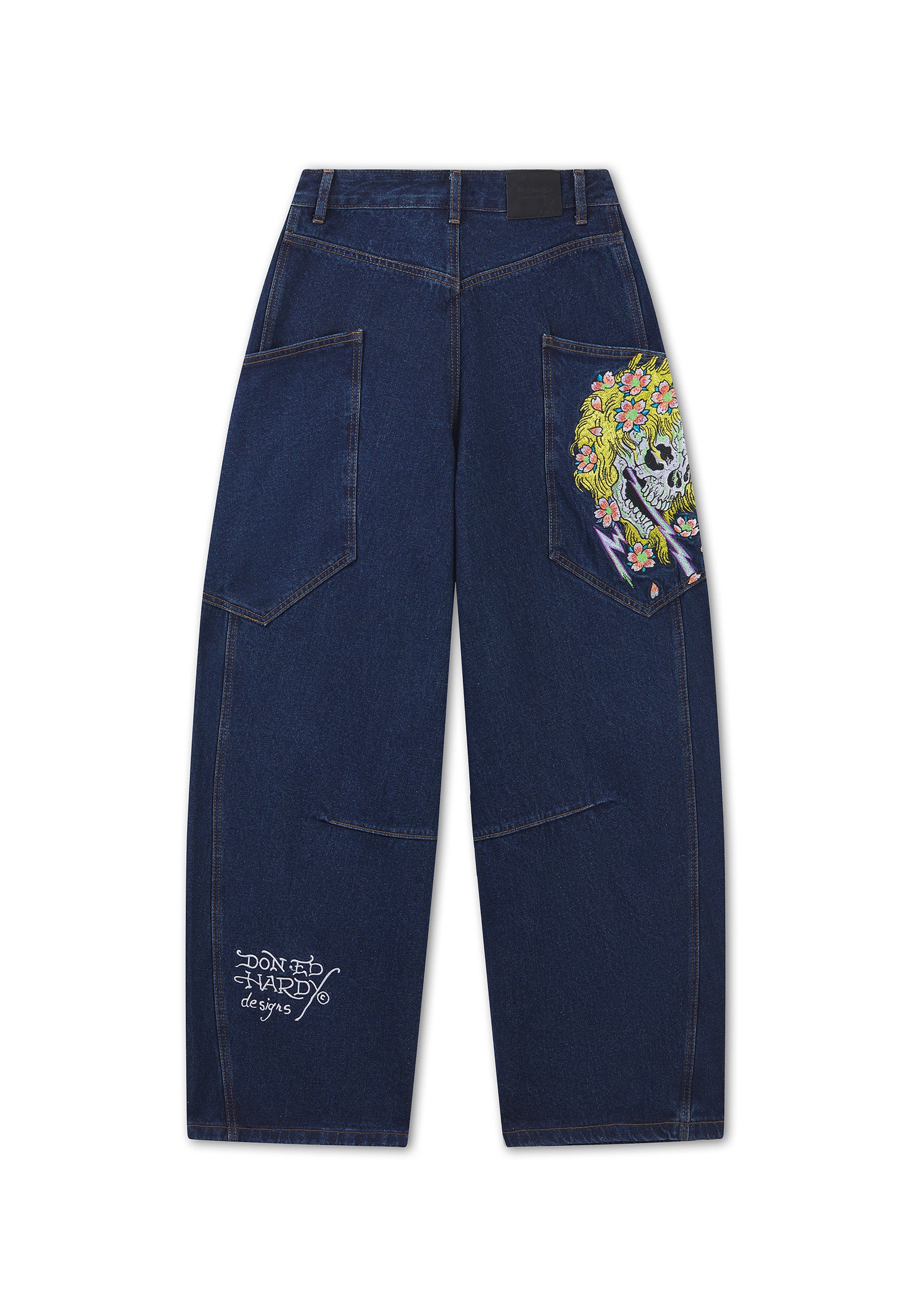 Womens Gothic Skull Relaxed Balloon Jeans - Indigo - Image 8