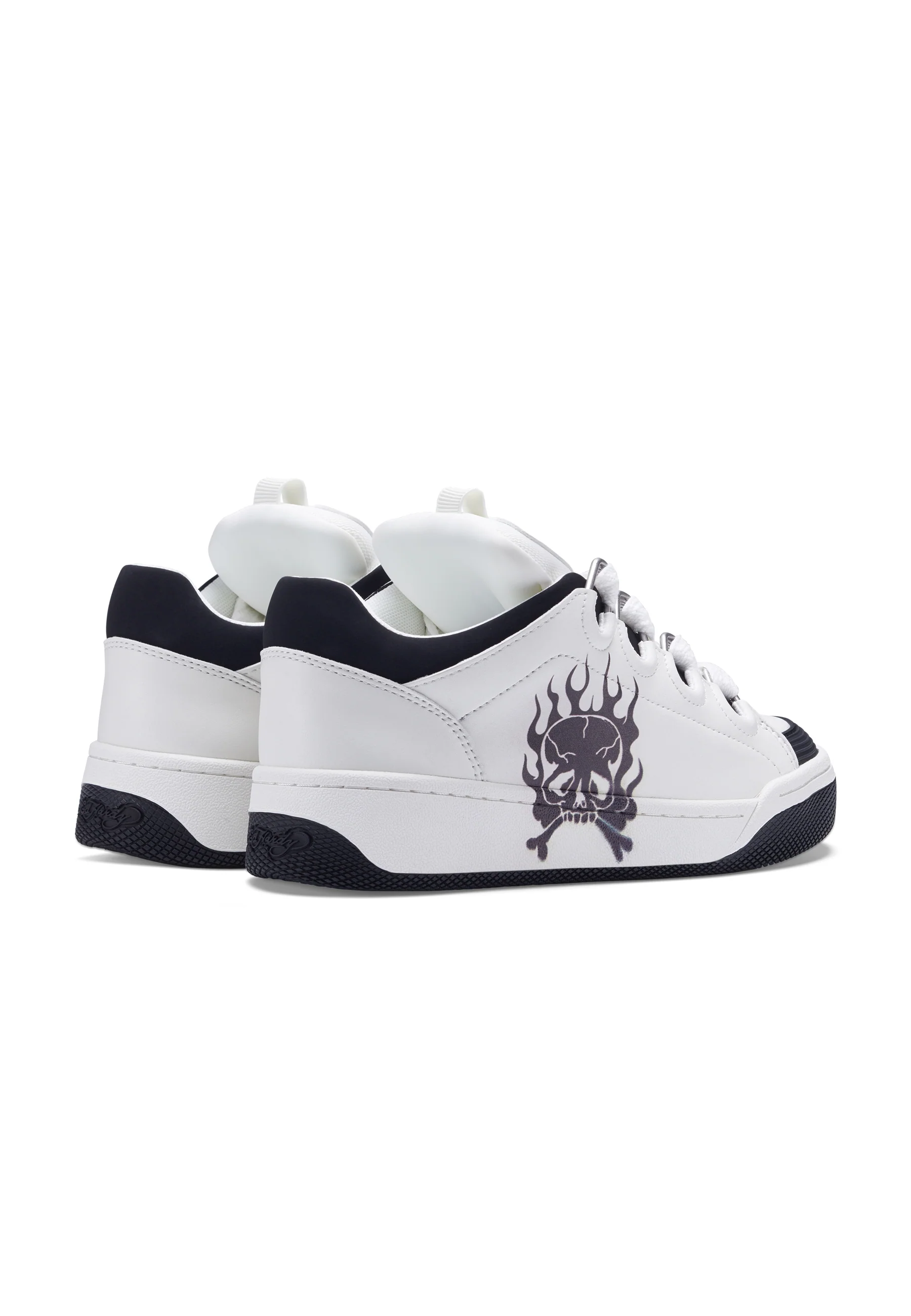Womens Hardflip Low - Flaming Skull - White/Black - Image 4
