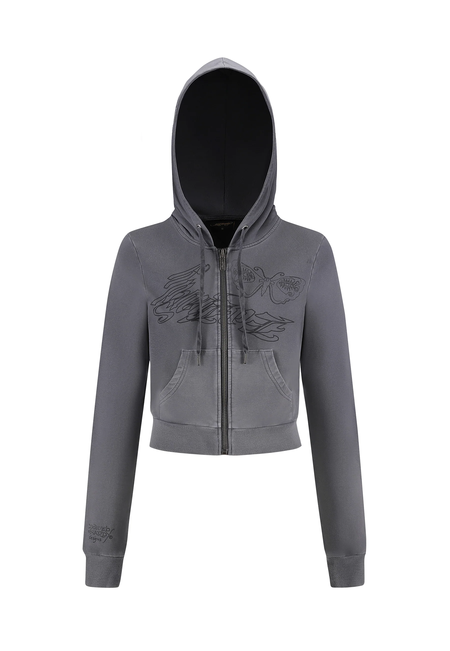 Womens Love Is Mystery Cropped Hoodie - Charcoal - Image 5
