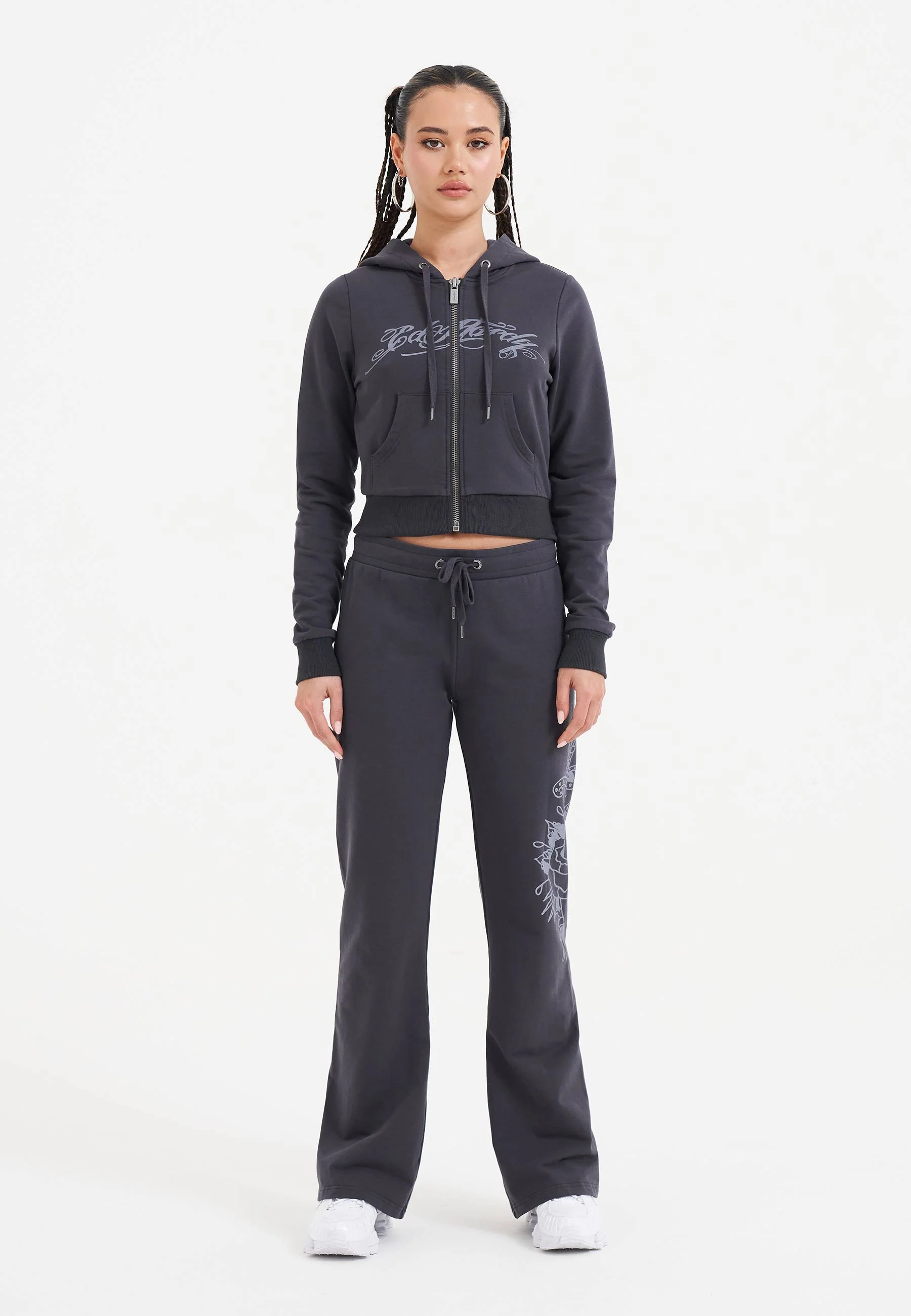 Womens Love Is Mystery Flared Jogger - Charcoal - Image 3