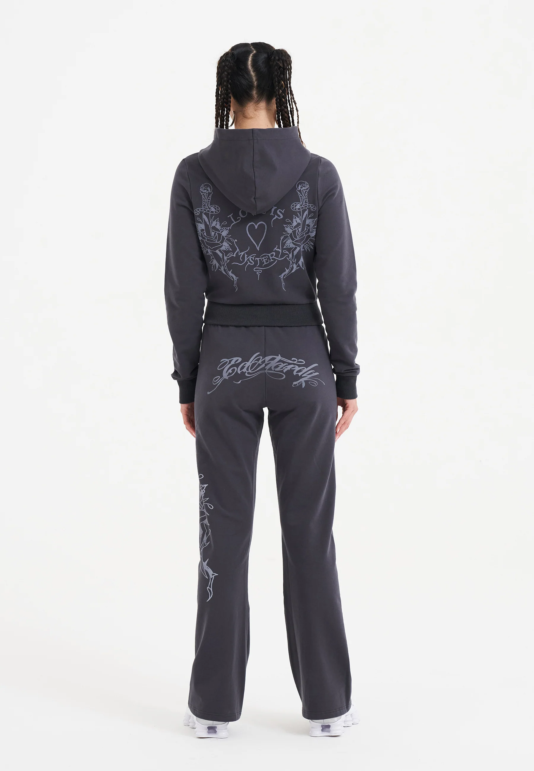 Womens Love Is Mystery Flared Jogger - Charcoal - Image 5