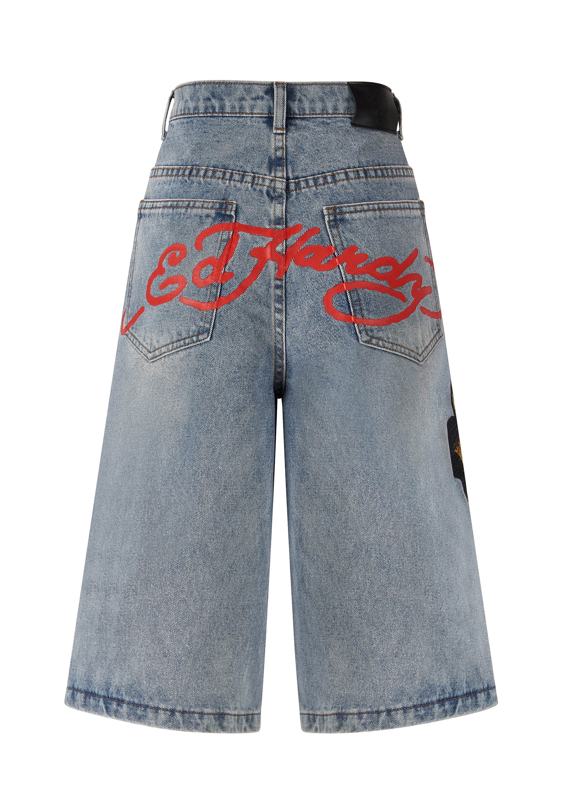 Womens Panther Crawl Relaxed Denim Jorts Shorts - Bleach - Image 6