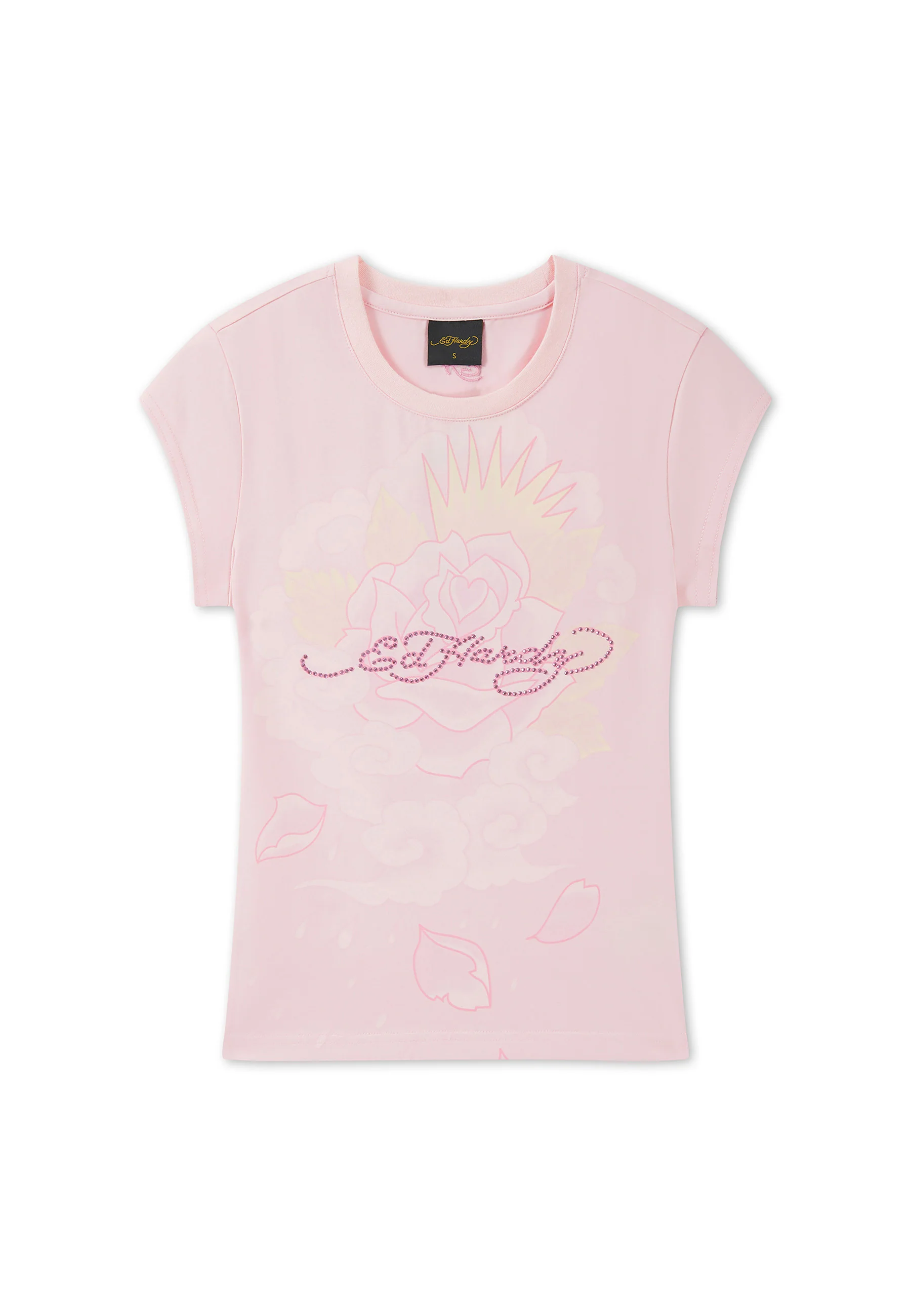 Womens Rainbow And Sunshine Diamante Cap Sleeve Tee - Pink - Image 6