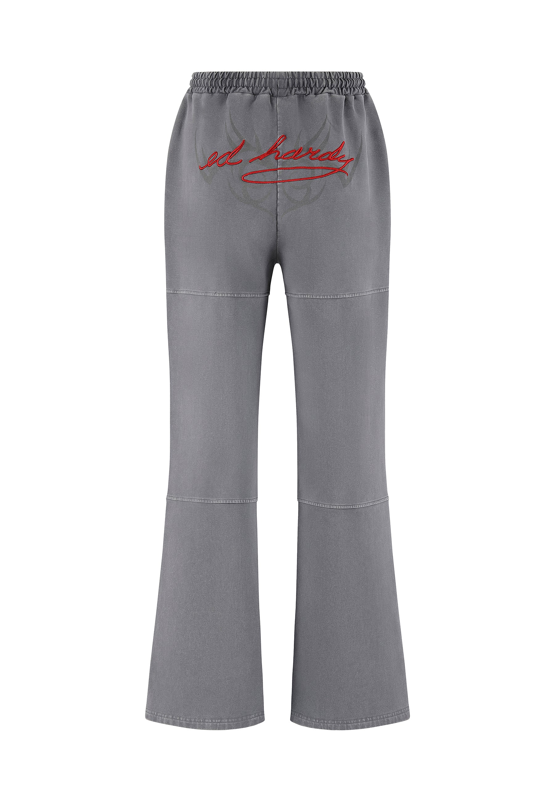 Womens Tattoo Collage Seam Detail Wide Leg Joggers - Charcoal - Image 6