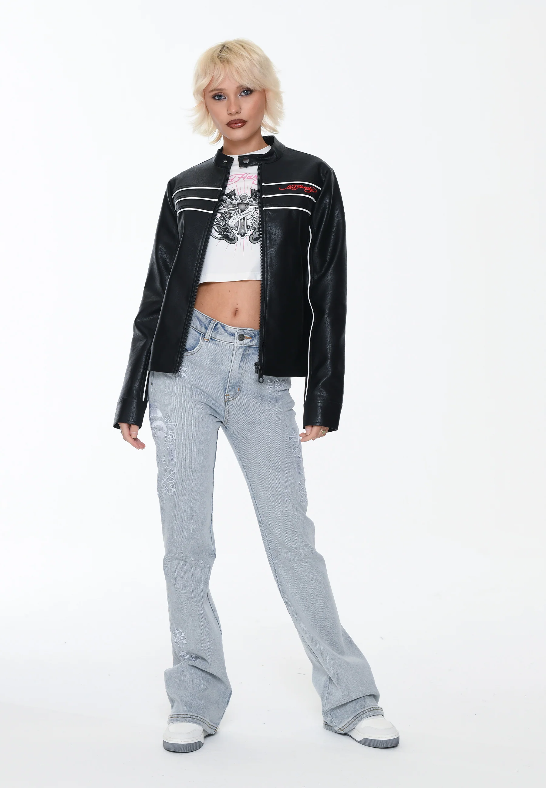 Womens Til Death Vegan Leather Biker Jacket - Black - Image 3