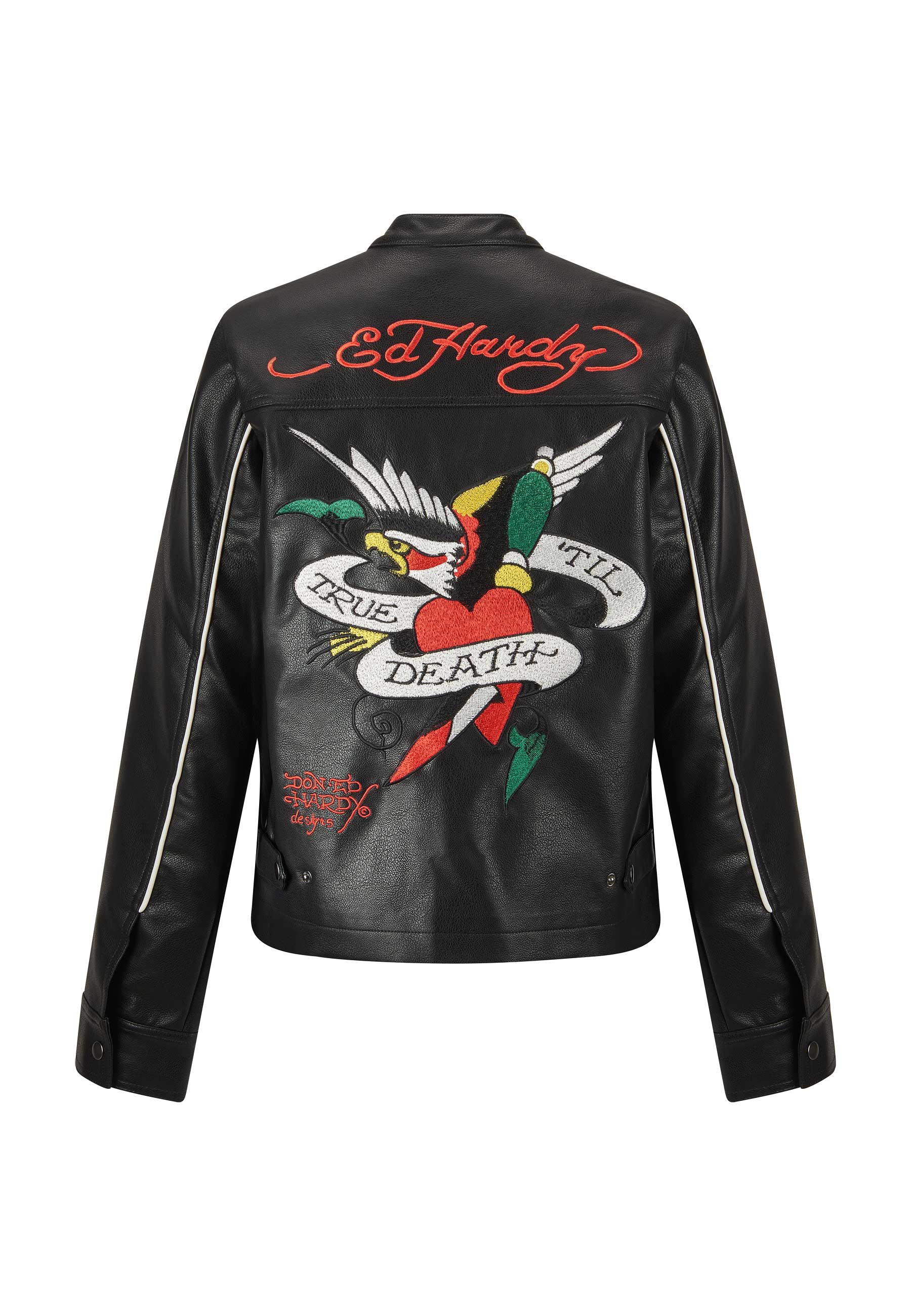 Womens Til Death Vegan Leather Biker Jacket - Black - Image 4